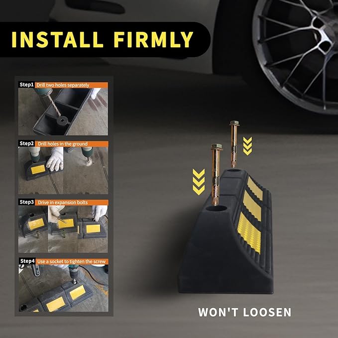 Parking Stopper for Garage Parking Aid 4 Pack Block, Car Truck Curb Floor - Image 3