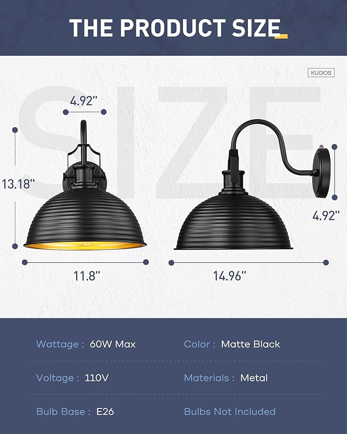kudos Dusk to Dawn Sensor Outdoor Light Sconces Wall Mount, Exterior Garage - Image 3