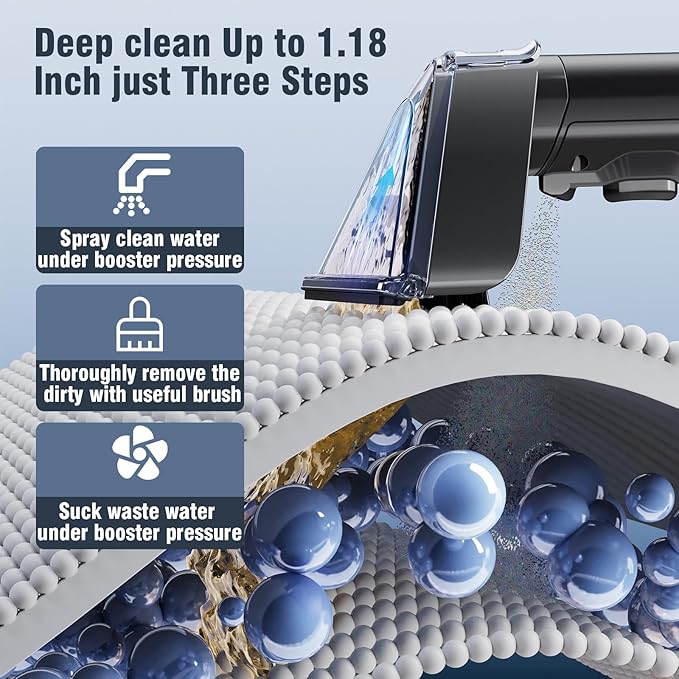 18Kpa Carpet Cleaner Machine, 500W Portable Carpet Spot and Upholstery Cleaner - Image 3