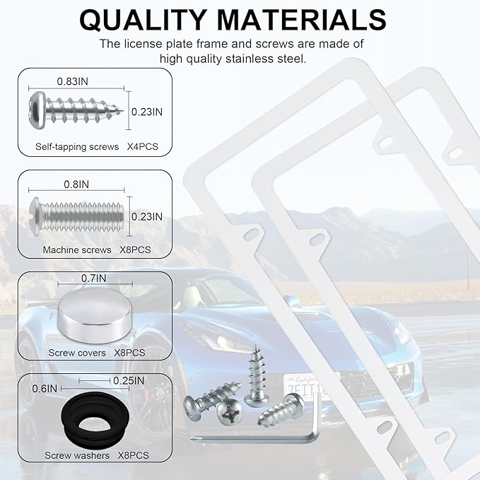 LivTee 4 Holes Stainless Steel License Plate Frames, Automotive Exterior - Image 4