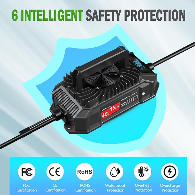 Xislet 15 AMP 48 Volt Golf Cart Battery Charger Compatible - Image 5