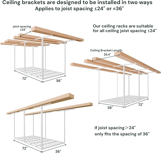 SunsGrove 3x6 Garage Storage Overhead Rack Organization, Adjustable Ceiling - Image 7