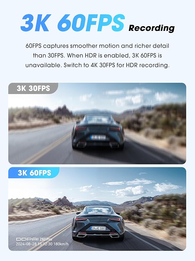DDPAI Dash Cam Front and Rear, Dual STARVIS 2 IMX678 IMX662 Dashcam, 4K+1080P - Image 4