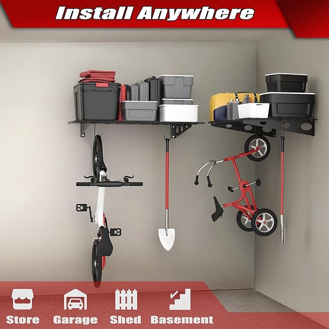 WALMANN 2 Pack Garage Wall Shelves, 2 x 4 ft/24 * 48 inch Wall Mounted Storage - Image 2