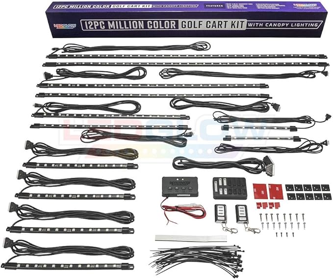 LEDGlow 12pc Million Color LED 4-Seater Golf Cart Underglow Neon Kit - Image 8