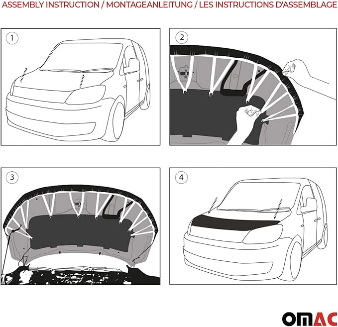 OMAC Car Bonnet Mask Hood Bra for Toyota Yaris 2013-2020 Black 1 Pc - Image 4