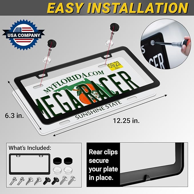Premium Slim Matte Black License Plate Frame – 1 Pack, Rust-Free Stainless - Image 7