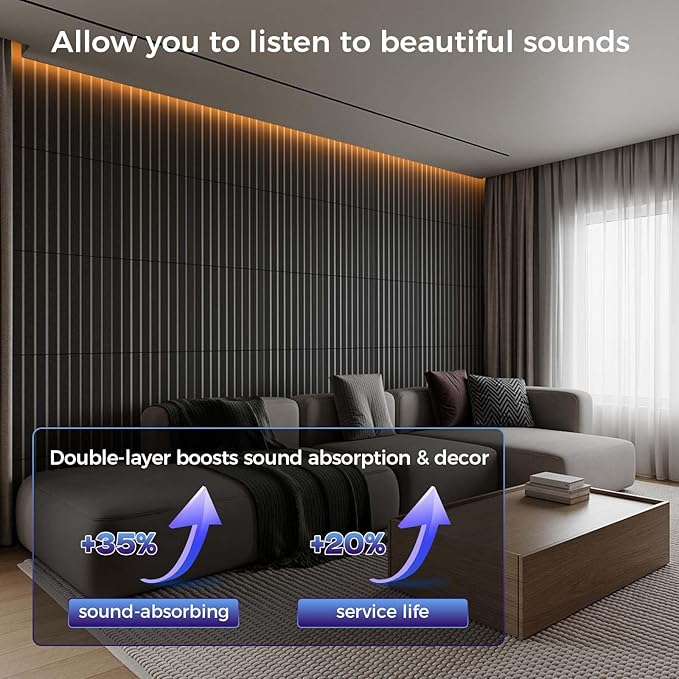 8 Pack 2-Layer Large Soundproof Wall Panels, 15.7 x 15.7 x 0.43 in Sound Proof - Image 3