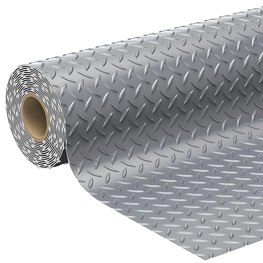 7.8 x 22 FT Garage Floor Mat, 2.8mm Thickness Diamond Plate Vinyl Garage by Geemax