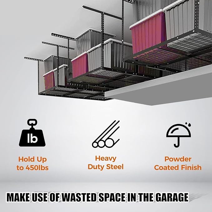 Kojem 3x6 Overhead Garage Storage Rack Adjustable Ceiling Garage Organization - Image 2