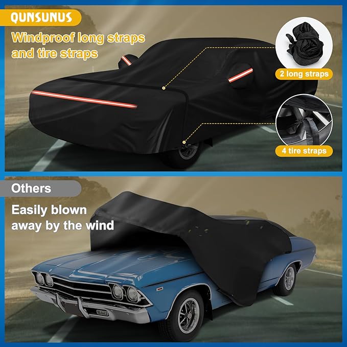 QUNSUNUS Waterproof Car Cover for Chevelle Malibu SS Sedan/Coupe 1964-1972 - Image 4