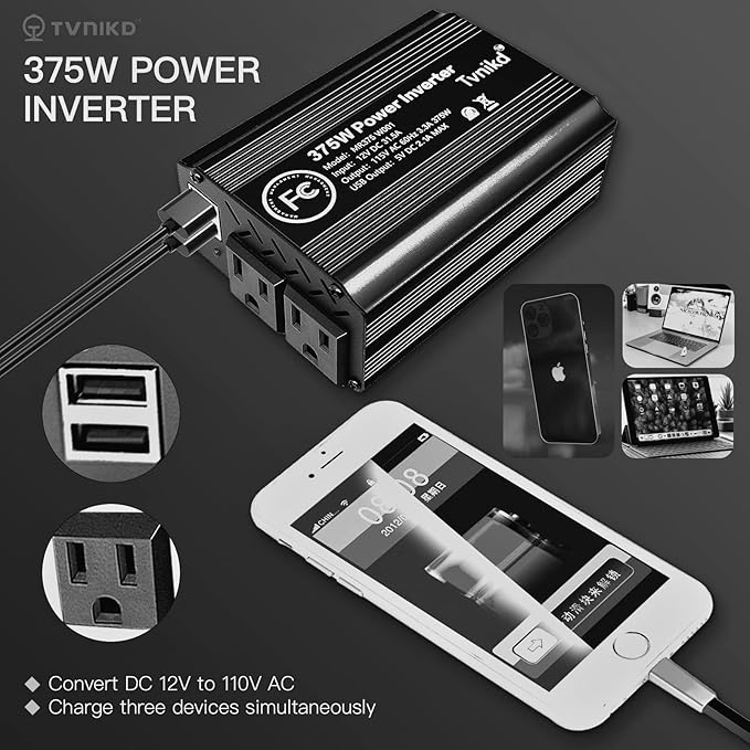 375W/750W car Power Inverter 12V to 110V dc to ac - Image 6