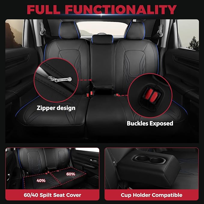 FREESOO Seat Covers for Honda CRV, Custom Fit Seat Covers Full Set, CRV LX EX - Image 5