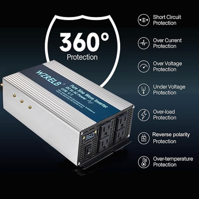 WZRELB 2000W Pure Sine Wave Inverter 36V DC to 110V 120V AC, Car Power Inverter - Image 5
