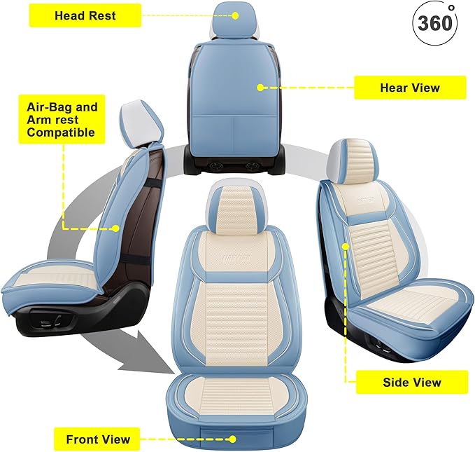 LINGVIDO Car Seat Covers, Breathable and Waterproof Faux Leather Automotive - Image 2