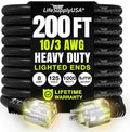 200ft Outdoor/Indoor Extension Cord 10/3 Gauge Ultra Heavy Duty 3 Prong SJTW by LifeSupplyUSA