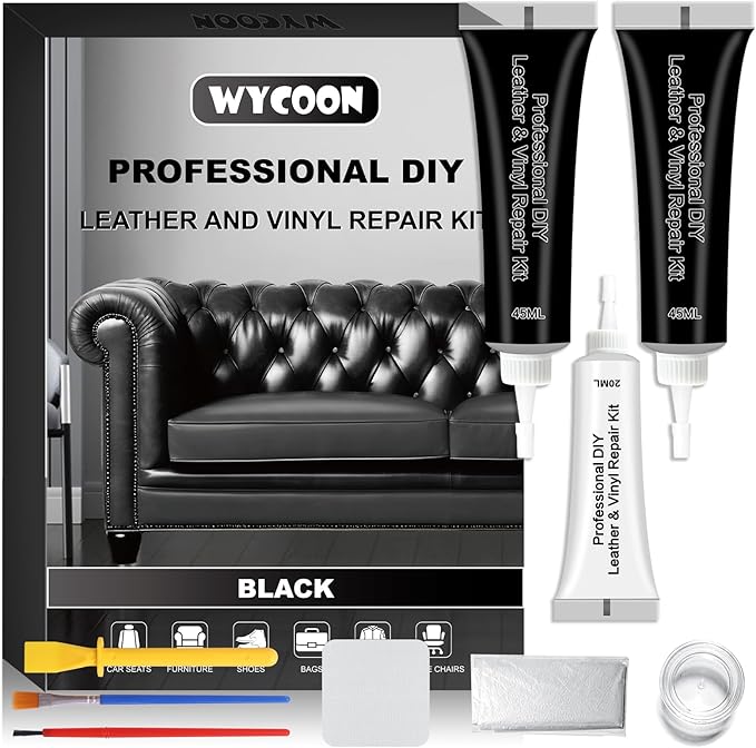 Black Leather & Vinyl Repair Kit, Fix Fading, and Peeling on Leather and Vinyl by WYCOON