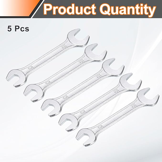 HARFINGTON 5pcs Double Open End Wrench 10mm x 15mm Metric 15 Degree Offset - Image 3