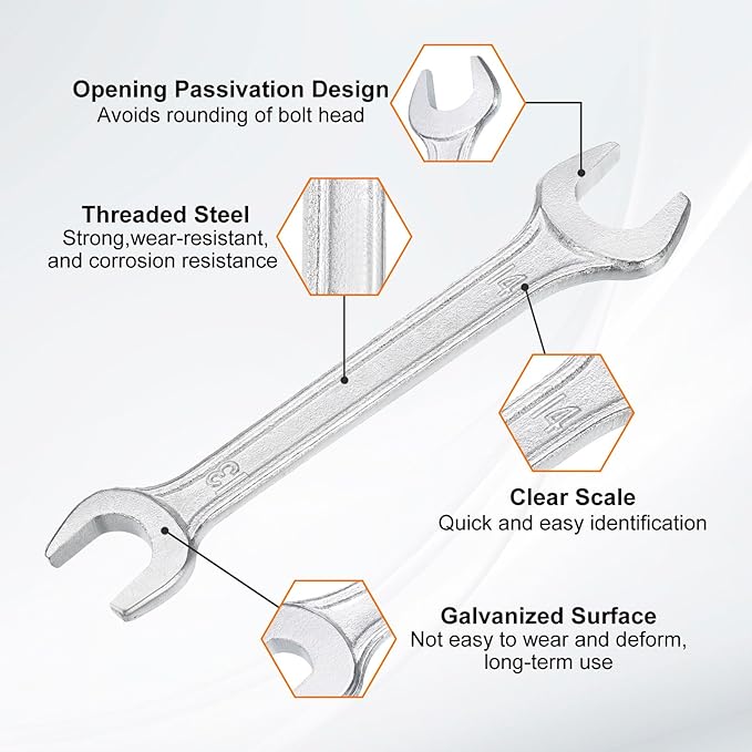 HARFINGTON 2pcs Double Open End Wrench 13mm x 14mm Metric 15 Degree Offset - Image 4