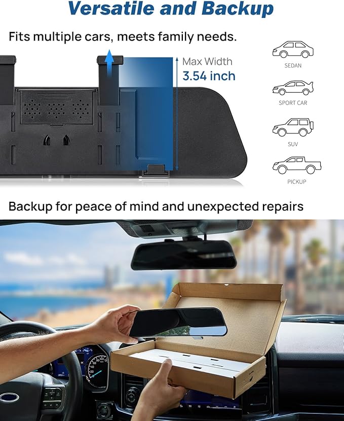 JOYTUTUS Rearview Mirror, 2 pack 12 Inch Panoramic Interior Clip-on Wide Angle - Image 3