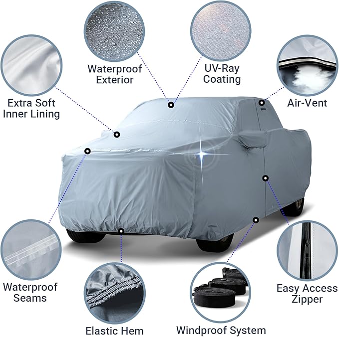 iCarCover Fits 2011-2024 Crew Cab, 6.4 ft Regular Bed RAM 1500 Truck Cover - Image 4