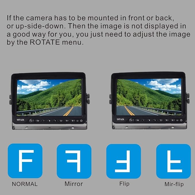 AHD 1080P 7" Reverse Rear View Backup Dual Camera System, Two Cameras - Image 4