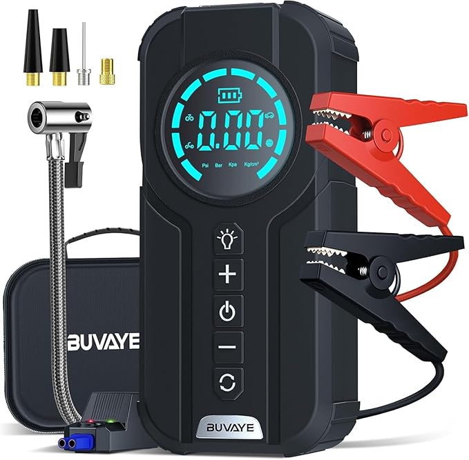 5000A Jump Starter with Air Compressor, 150PSI Battery Jumper Starter Portable by BUVAYE
