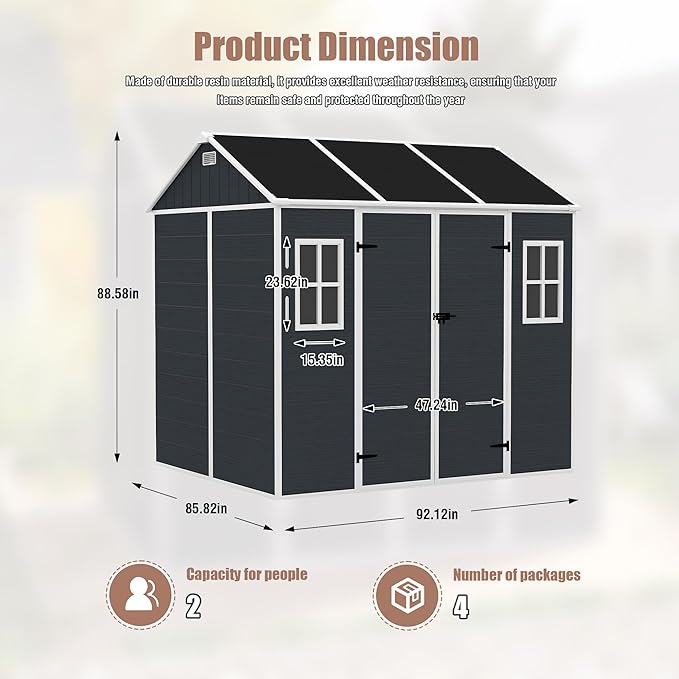 MyVoice 8x7 FT Outdoor Resin Storage Shed - Image 7