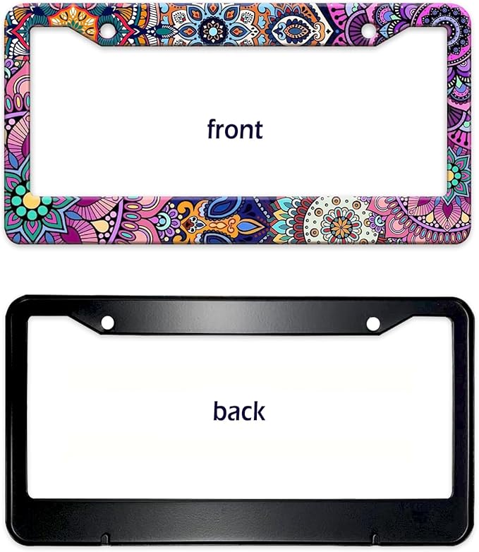 Mandala License Plate Frame, Boho Floral License Plate Holder, Flower Car Tag - Image 8