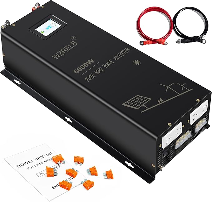 WZRELB 6000W Split Phase Pure Sine Wave Inverter, 48V DC to 120V/240V AC by WZRELB
