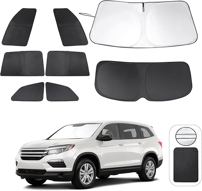 TINGLU Window Shades for Honda Pilot 2016-2025 EX-L Special Edition Elite Black by TINGLU