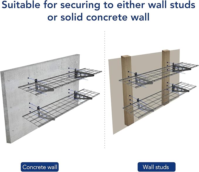 FLEXIMOUNTS 2-Pack 1x4ft 12-inch-by-48-inch Wall Shelf Garage Storage Rack Wall - Image 6