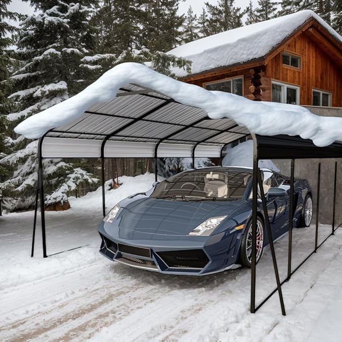 12x20 FT Metal Carport, Heavy Duty Car Port Canopy - Image 7
