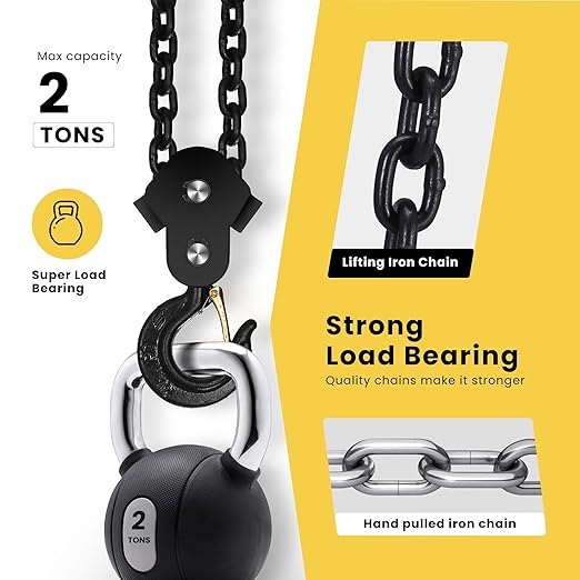 SPECSTAR Hand Chain Hoist 2 Ton 4400 Lbs Capacity 10 Feet - Image 3