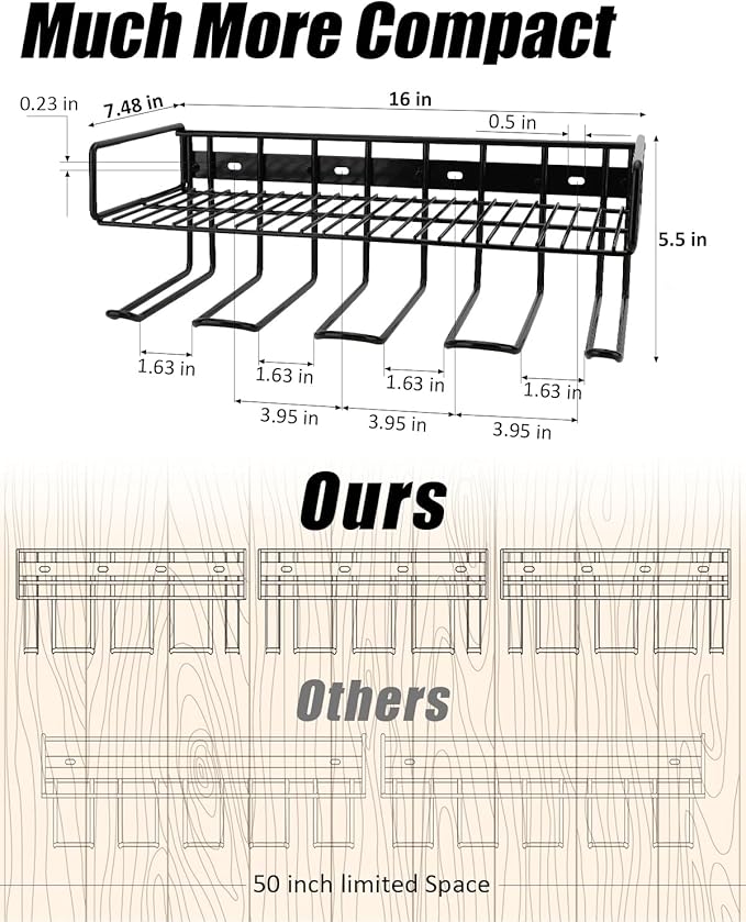 Heavy Duty Tool Organizer, 4 Wall Mount Anchors, 3.95" Between Slots, Sturdy - Image 4
