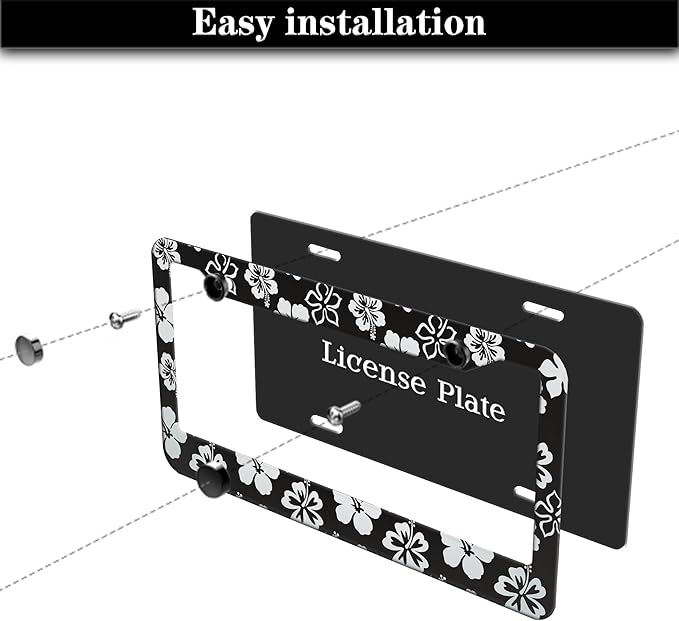 Automotive Exterior Accessories Black and White License Plate Frames Beautiful - Image 7