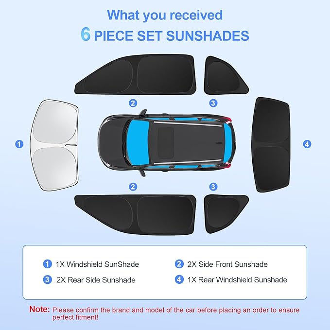 6pcs Car Window Shades for Dodge Challenger 2015-2023 Accessories, Windshield - Image 7