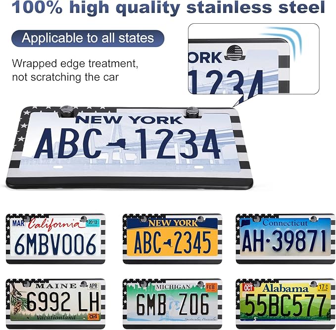 2 Pack License Plate Frames, Stainless Steel Car License Plate Cover Car - Image 4