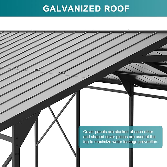 Kullavik 22x12x10 FT Metal Carport, Heavy Duty Carport Canopy - Image 3