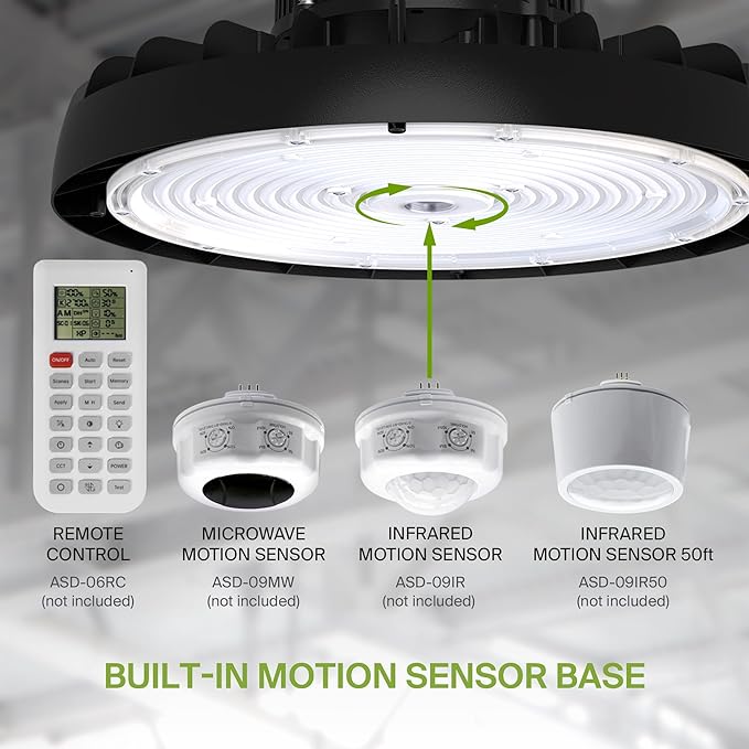 ASD LED High Bay UFO Light Fixture, Commercial Shop Lighting | 3CCT, IP69K - Image 8