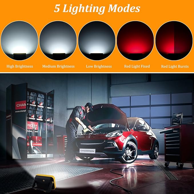 2 Pack Work Light Portable SMD LED Super Bright Rechargeable Flood Light - Image 3
