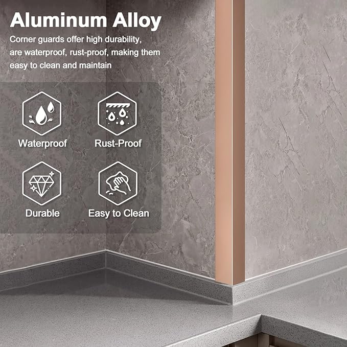 4PCS 45" Aluminum Metal Corner Protectors, Self Adhesive Corner Guards - Image 3