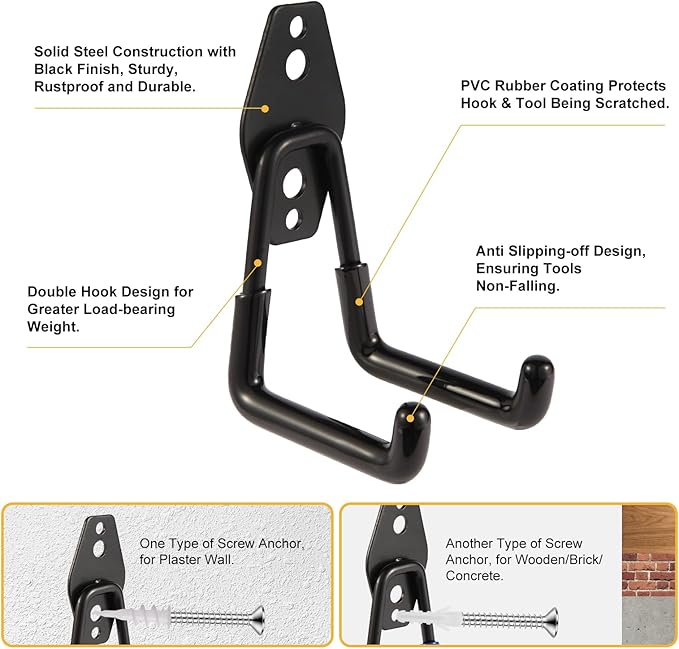 Garage Hook Heavy Duty Wall Storage Hangers, 16 Pack Garage Storage Hooks Steel - Image 4