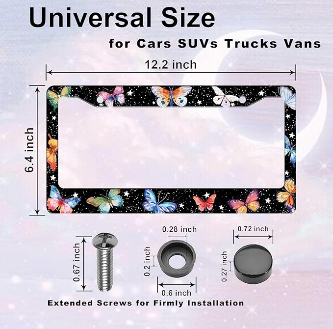 Butterfly License Plate Frame Animal Print License Plate Holder Bracket Metal - Image 4