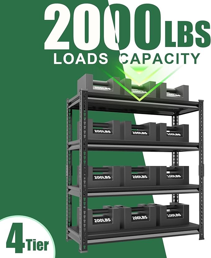 48" W Garage Shelving Heavy Duty，2000LBS Loads Adjustable Garage Storage Shelves - Image 7