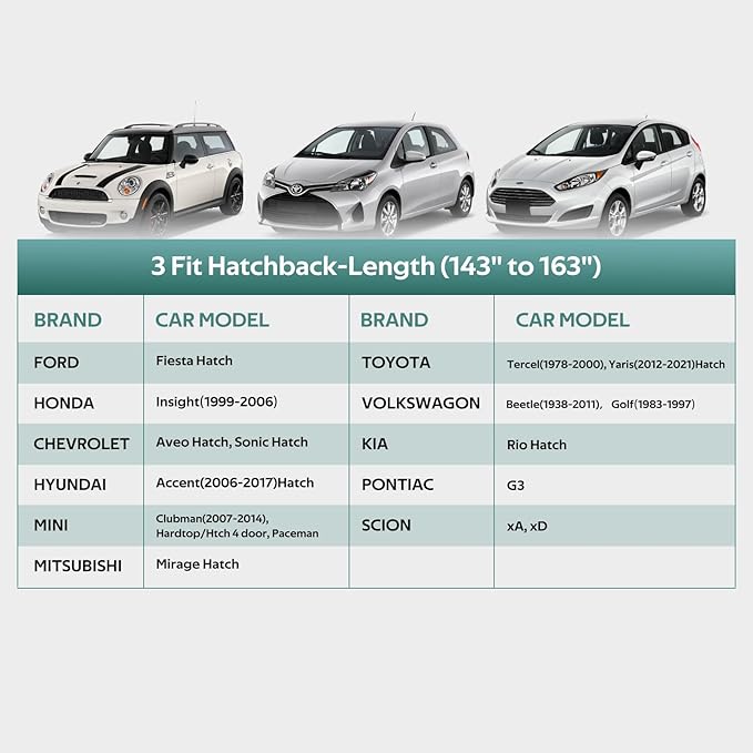 Car Covers for Hatchback Waterproof All Weather, Universal Fit for Mini Cooper - Image 5