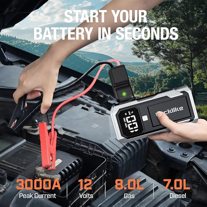 Lucklike Car Battery Jump Starter Portable, Jump Starter Battery Pack - Image 3