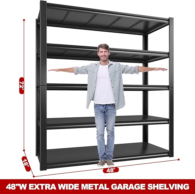 REIBII 48" W Garage Shelving 2500LBS Storage Shelves Adjustable Metal Shelving - Image 3