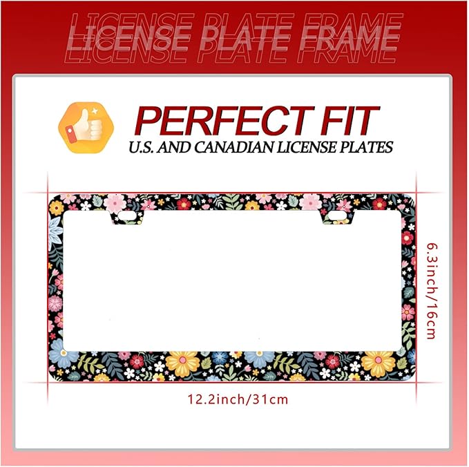 2Pcs Colorful Floral Flowers License Plate Frame Personalise Cute License Plate - Image 6