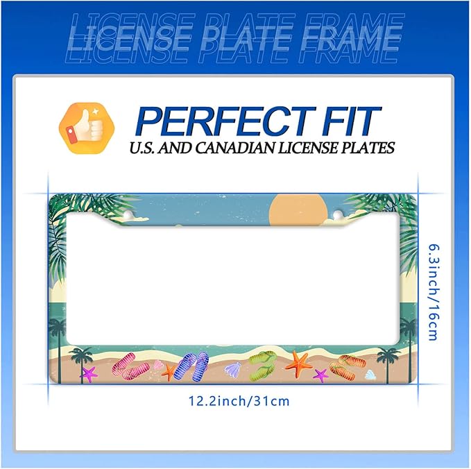 Summer Beach License Plate Frame Flip Flops License Plate Stainless Steel Funny - Image 7